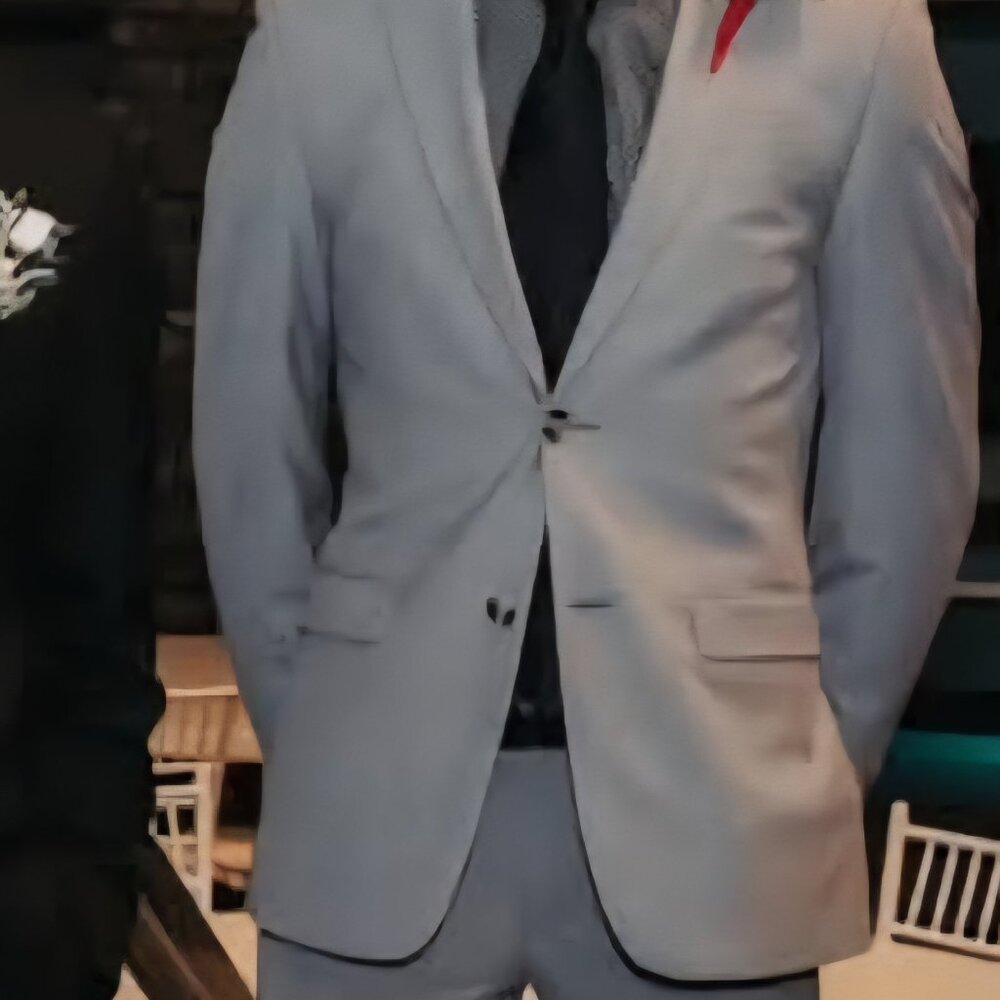 Men's Warehouse Egara brand skinny suit.